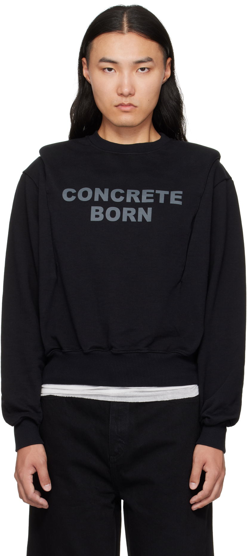 Sweatshirt Han Kjøbenhavn Han Kjobenhavn Collared Crewneck Sweatshirt Sort | M-134680