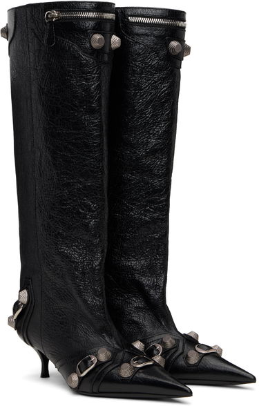 Sneakers og sko Balenciaga Cagole Wide Leather Boots With Buckle Sort | 802090 WAD4E, 3