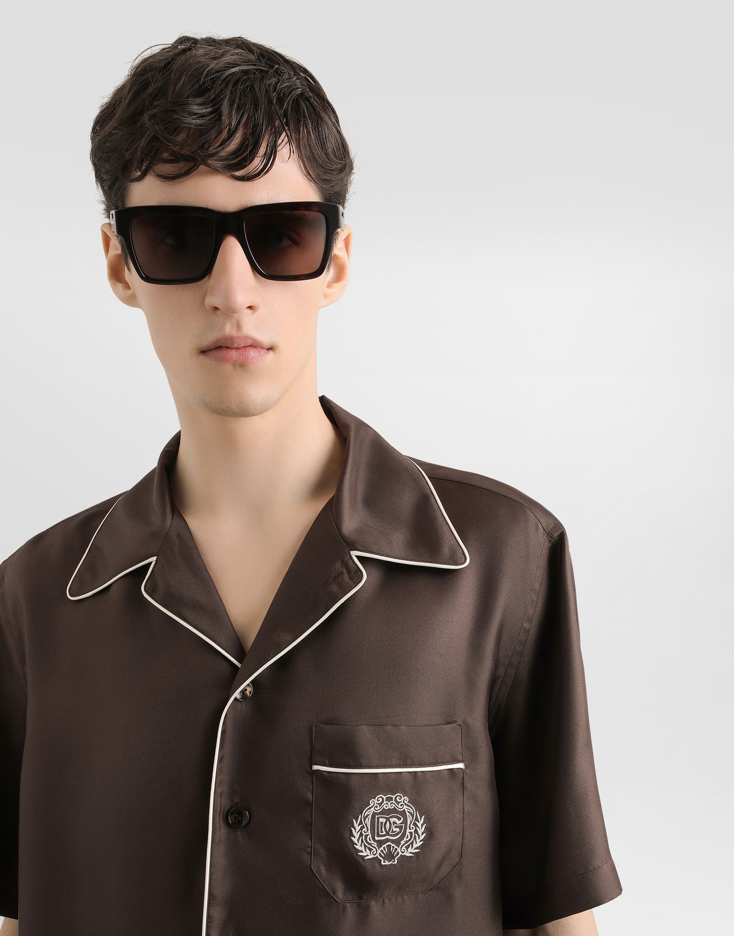 Skjorte Dolce & Gabbana Dolce & Gabbana Silk Twill Shirt Brun | G5KS3ZFU10SM1213, 1