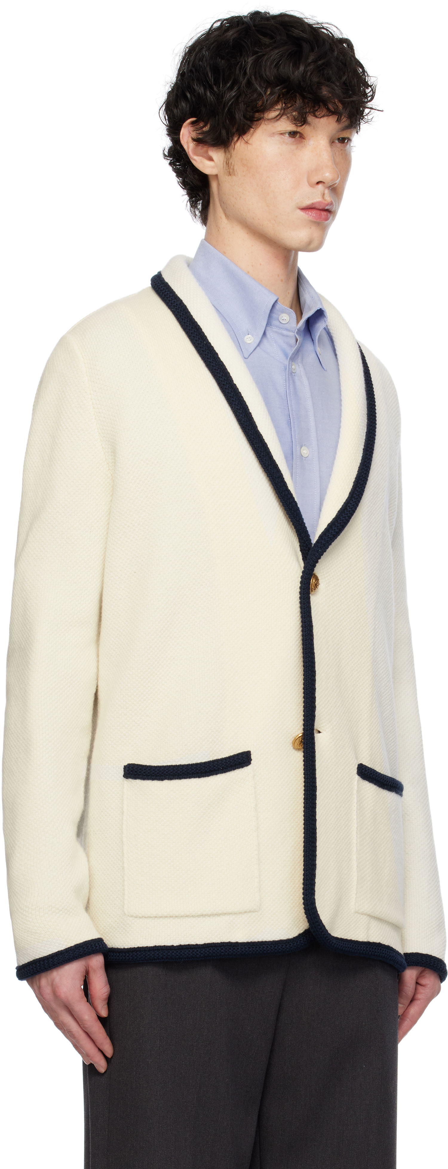 Sweater Valentino Valentino Single-Breasted Wool & Cotton Cardigan Hvid | 6V3KE02TAR2, 1