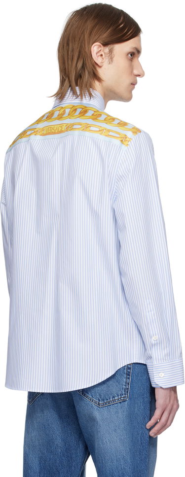 Skjorte Versace Versace Striped Poplin Shirt Blå | 1016210_1A13450, 2
