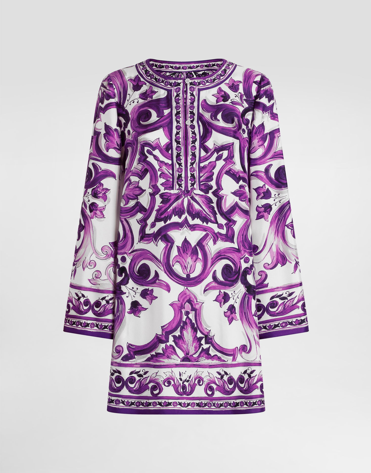 Kjole Dolce & Gabbana Dolce & Gabbana Majolica-Print Twill Tunic Dress Lilla | F61A2THI1TKIP3TN, 0