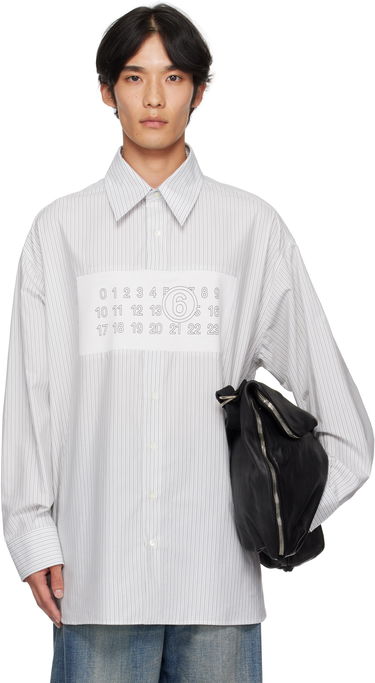 Skjorte Maison Margiela MM6 Maison Margiela Striped Long Sleeve Shirt Hvid | SH0NH0014 M35474, 0
