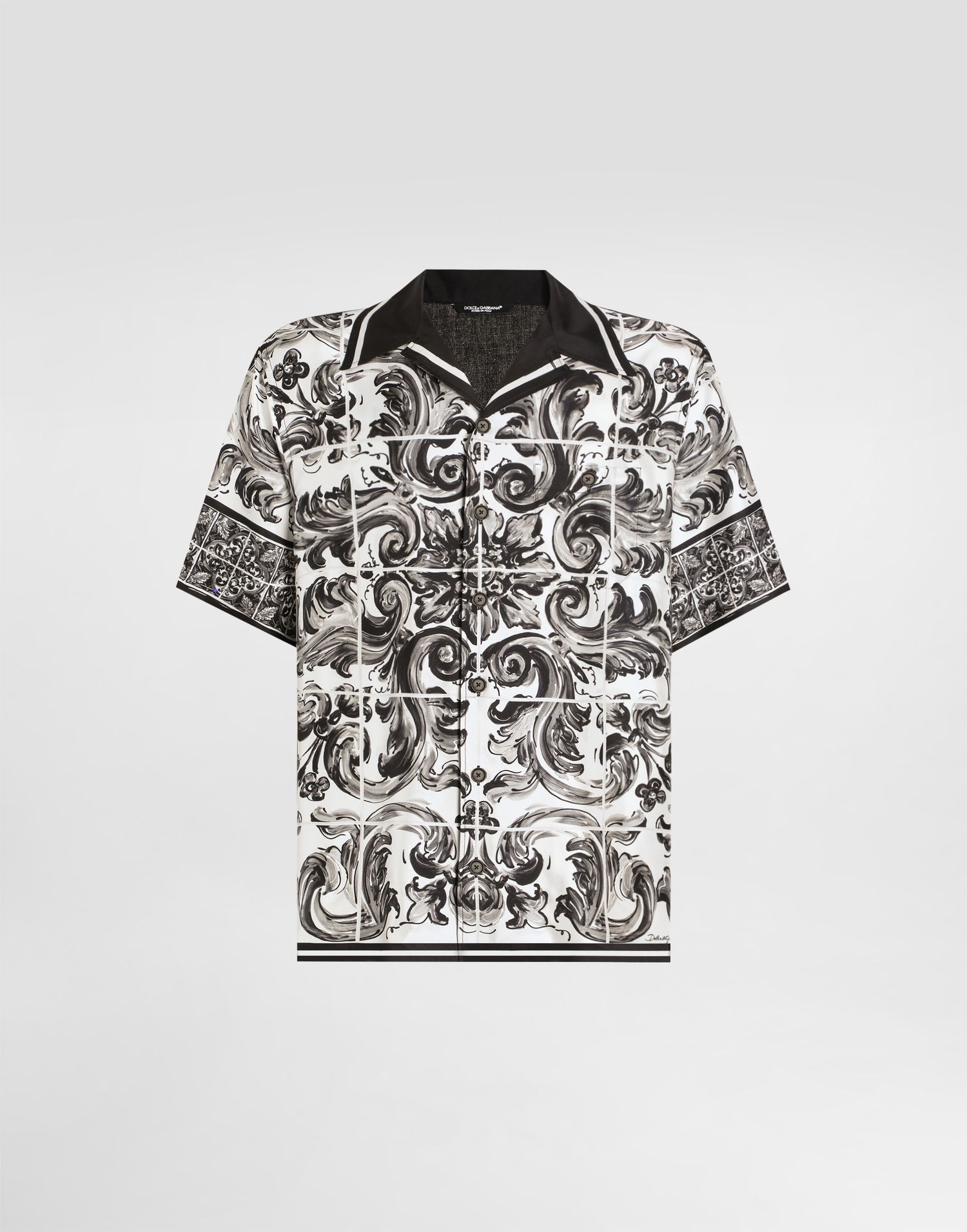 Skjorte Dolce & Gabbana Dolce & Gabbana Printed Silk and Cotton Shirt Hvid | G5JH9DG8ND7S9001, 0