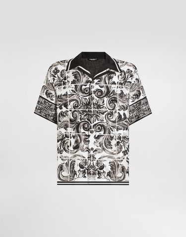 Skjorte Dolce & Gabbana Dolce & Gabbana Printed Silk and Cotton Shirt Hvid | G5JH9DG8ND7S9001, 0