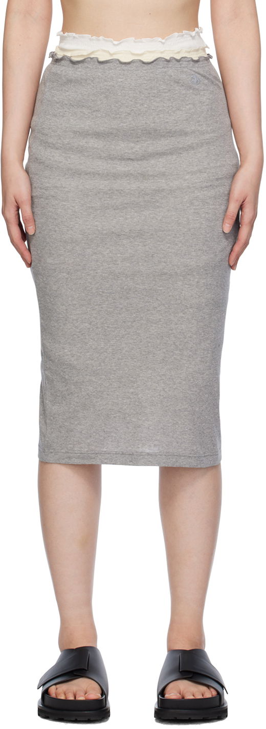 Nederdel Jil Sander Layered Midi Skirt Grå | J40FV0105_JTN357