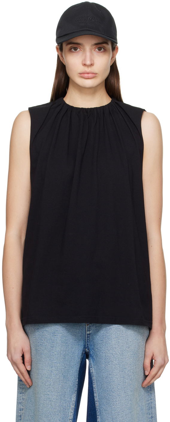 Tanktop Maison Margiela MM6 Gathered Tank Top Sort | S52NF0004 S23588