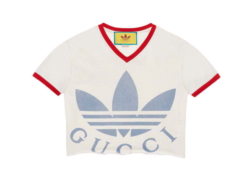 Crop top Gucci adidas x Cropped T-Shirt White Hvid | 693637 XJEB1 9095