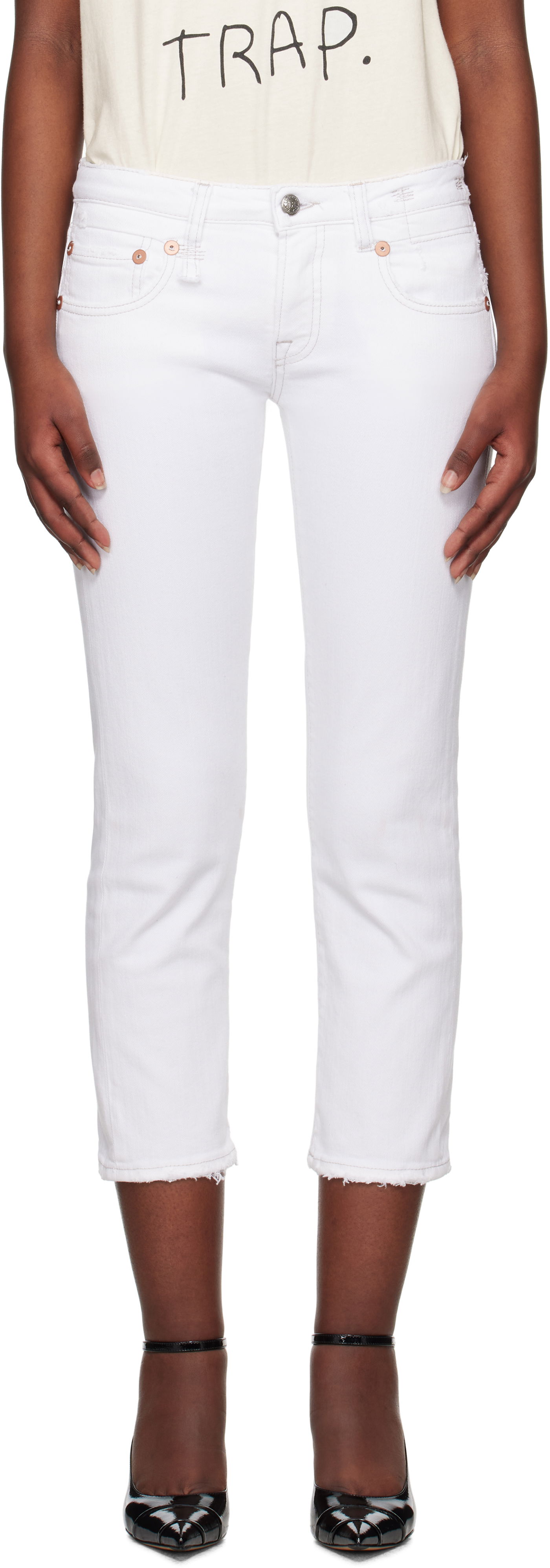 Jeans R13 R13 Boy Straight Cropped Jeans Hvid | R13W0091-895A, 0