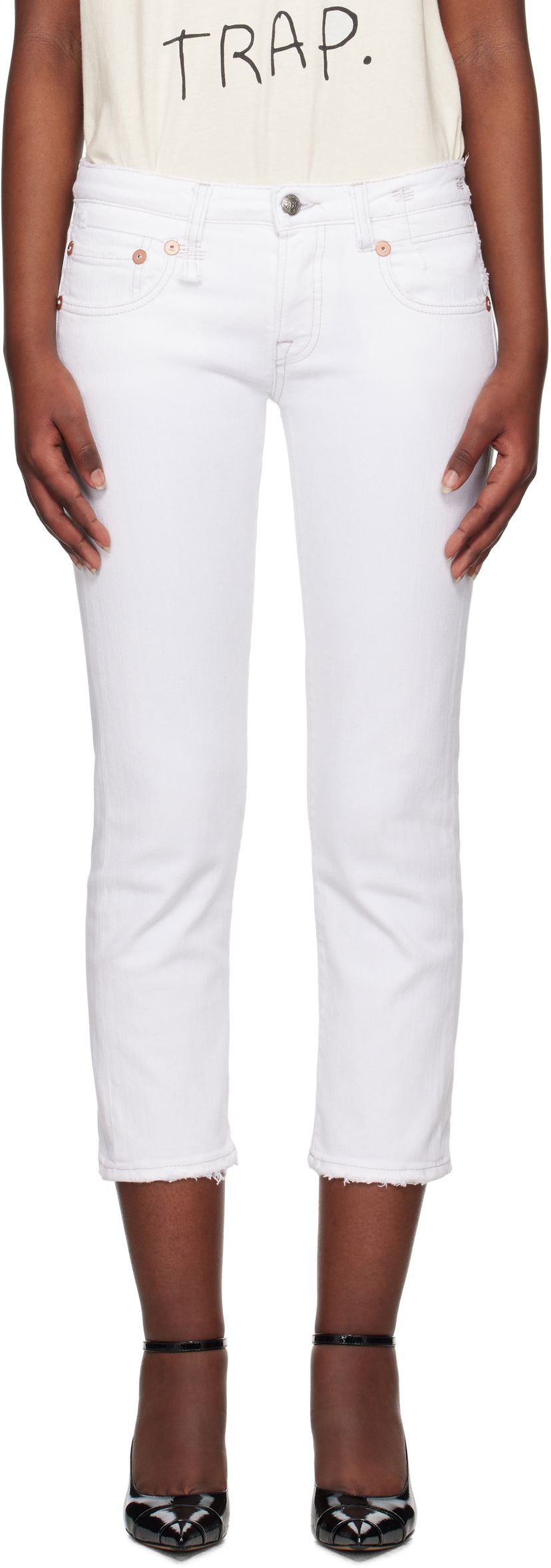 Jeans R13 R13 Boy Straight Cropped Jeans Hvid | R13W0091-895A