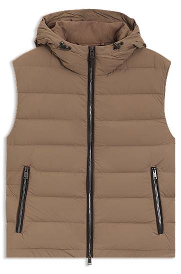 Vest BOSS Hooded Water-Repellent Down-Filled Gilet Brun | 50548618