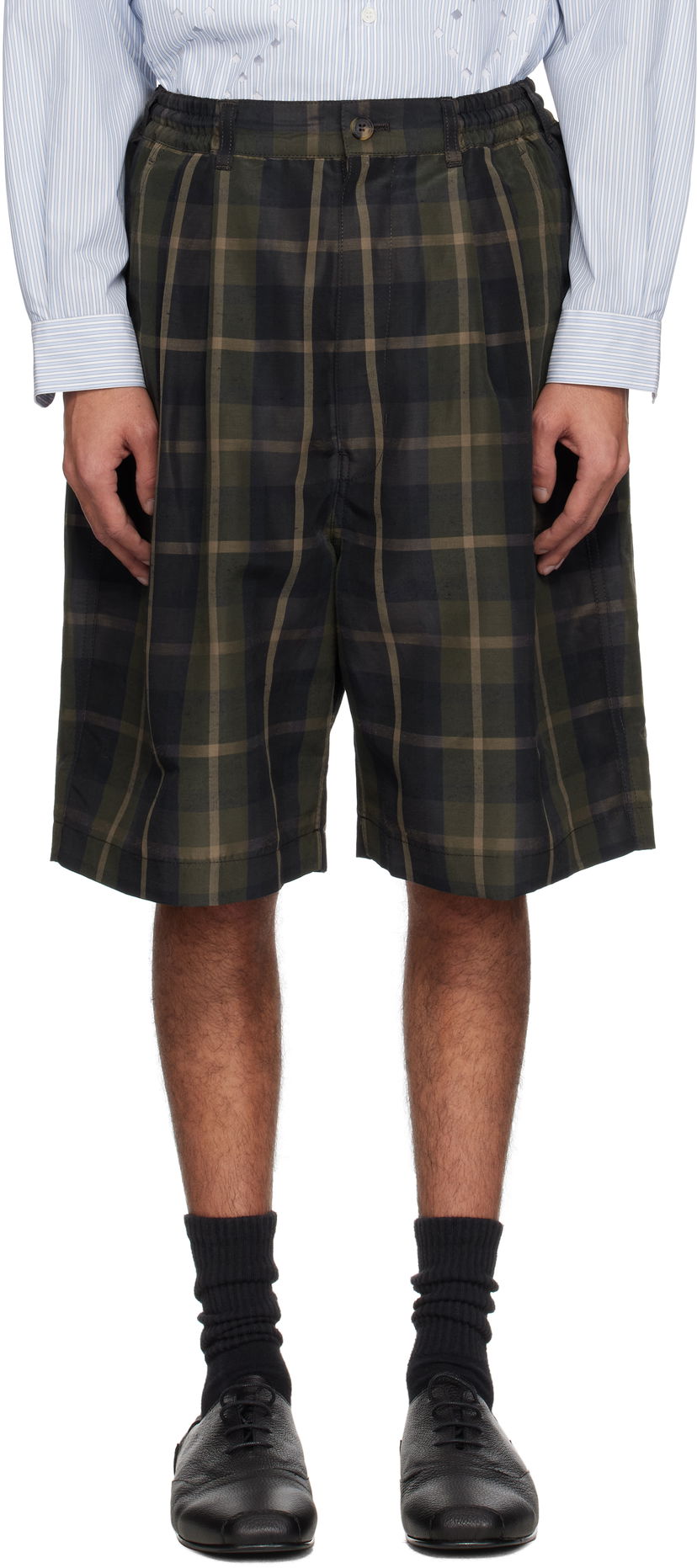 Shorts Comme des Garçons Comme des Garçons Homme Pleated Plaid Shorts Grøn | HO-P035-051