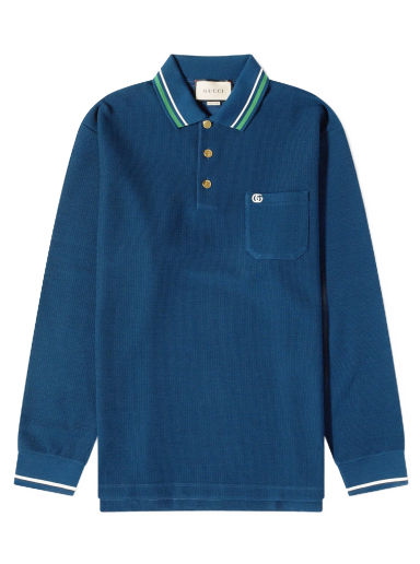 Polo skjorte Gucci Logo Polo Tee Mørkeblå | 752608-XJFTM-4330