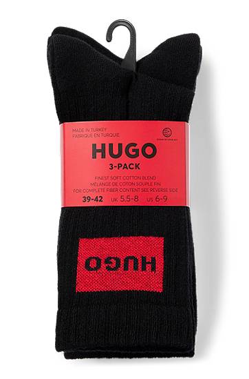 Sokker BOSS Three-Pack of Short Socks with Logo Labels, HUGO Sort | 50531515, 1