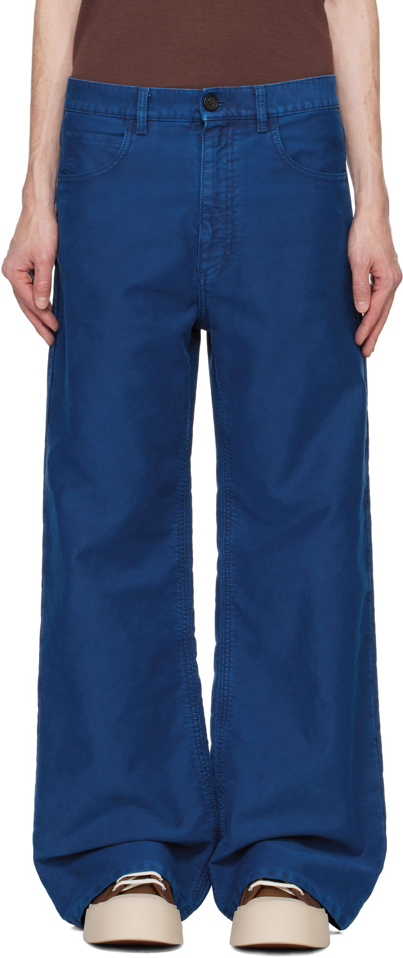 Bukser Marni Marni Overdyed Wide Leg Jeans Blå | PUMU0073GX USCY01