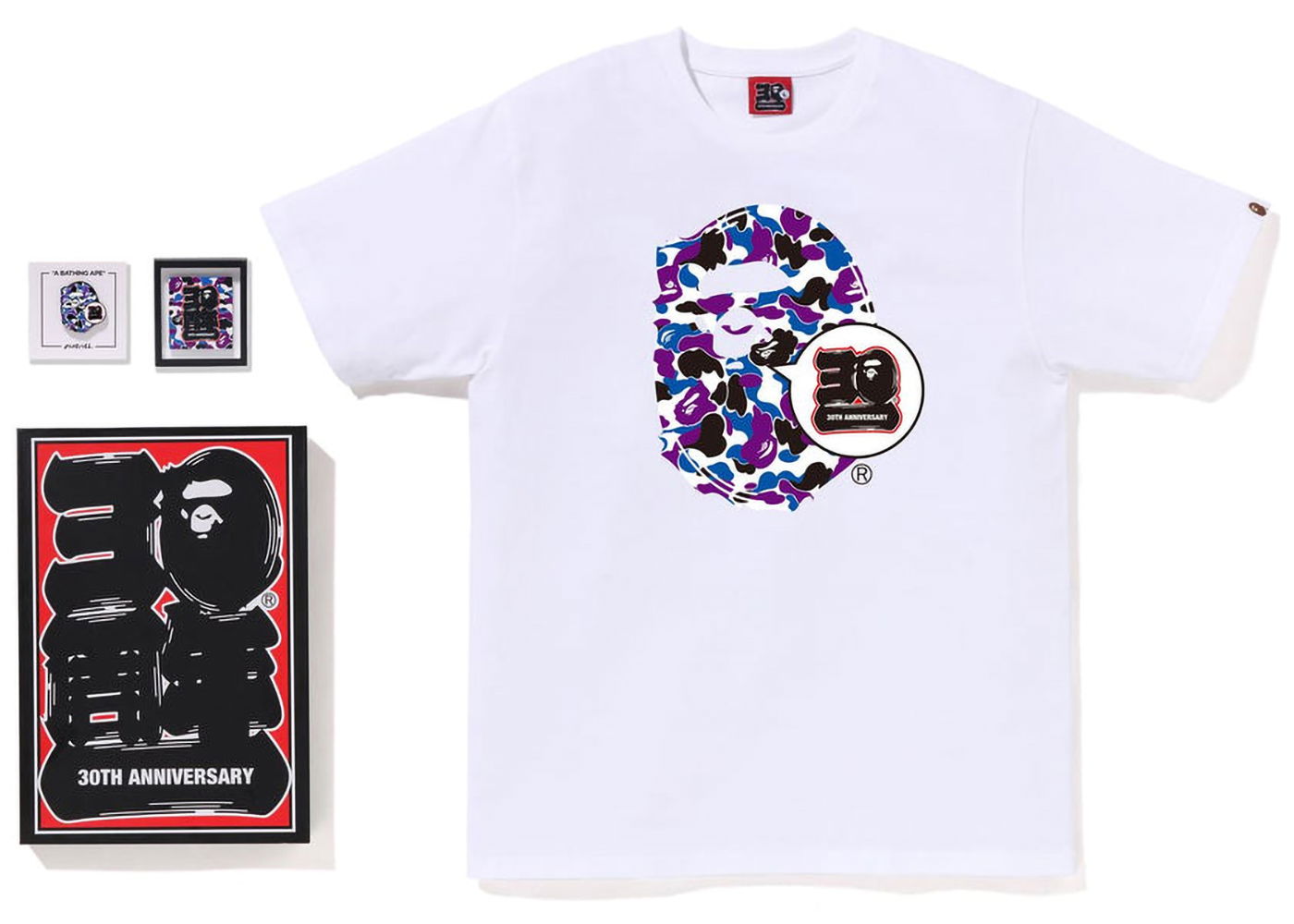 T-shirt BAPE Store Hong Kong 30th Anniversary Ape Head Tee Set Hvid | 1J22-110-033, 0
