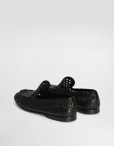 Tilbehør Dolce & Gabbana Dolce & Gabbana Polished Goatskin Woven Loafers Sort | A50481A6M7180999, 2