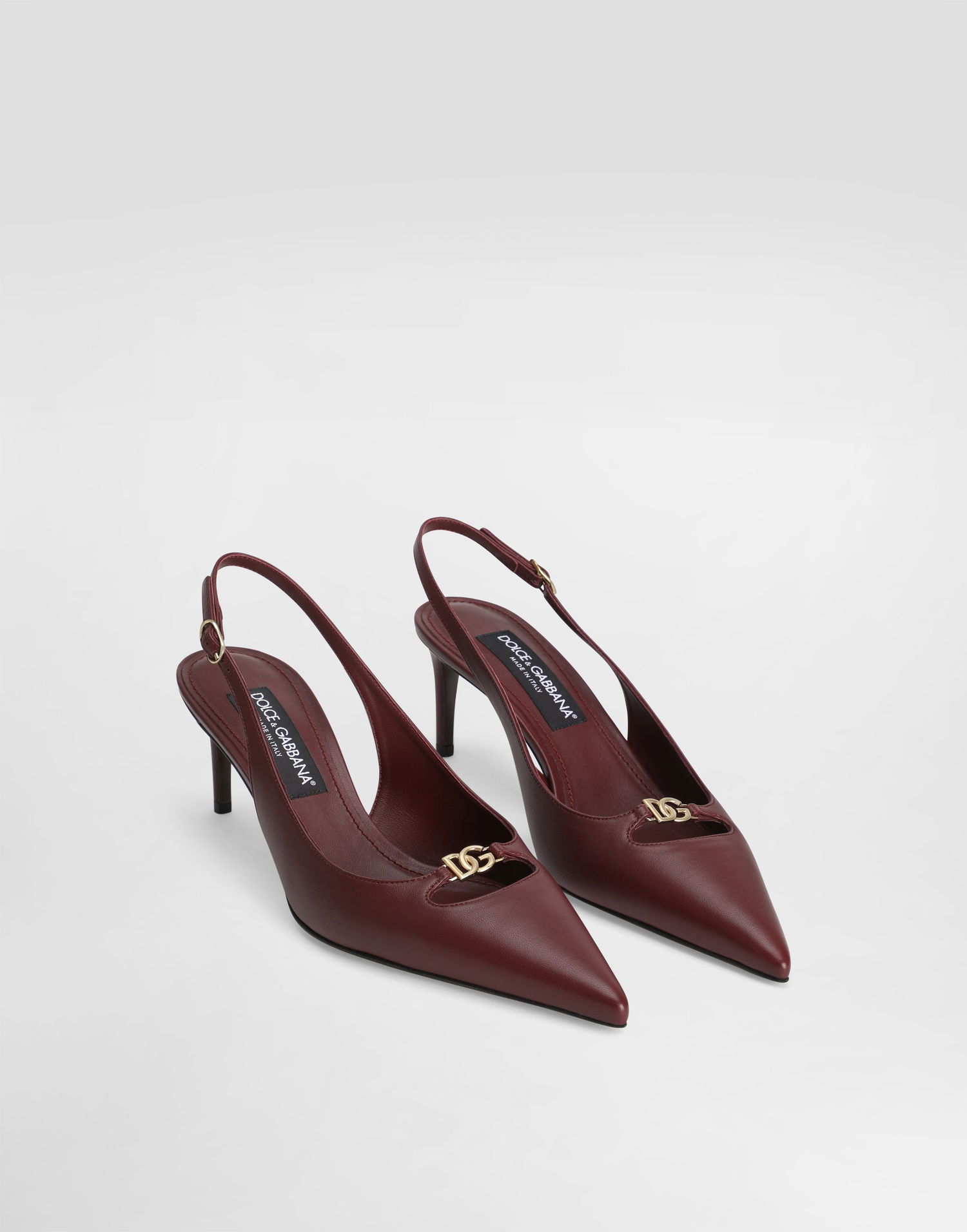 Tilbehør Dolce & Gabbana Dolce & Gabbana Silk-Effect Nappa Leather Slingbacks Bourgogne | CG0796A195380346, 1