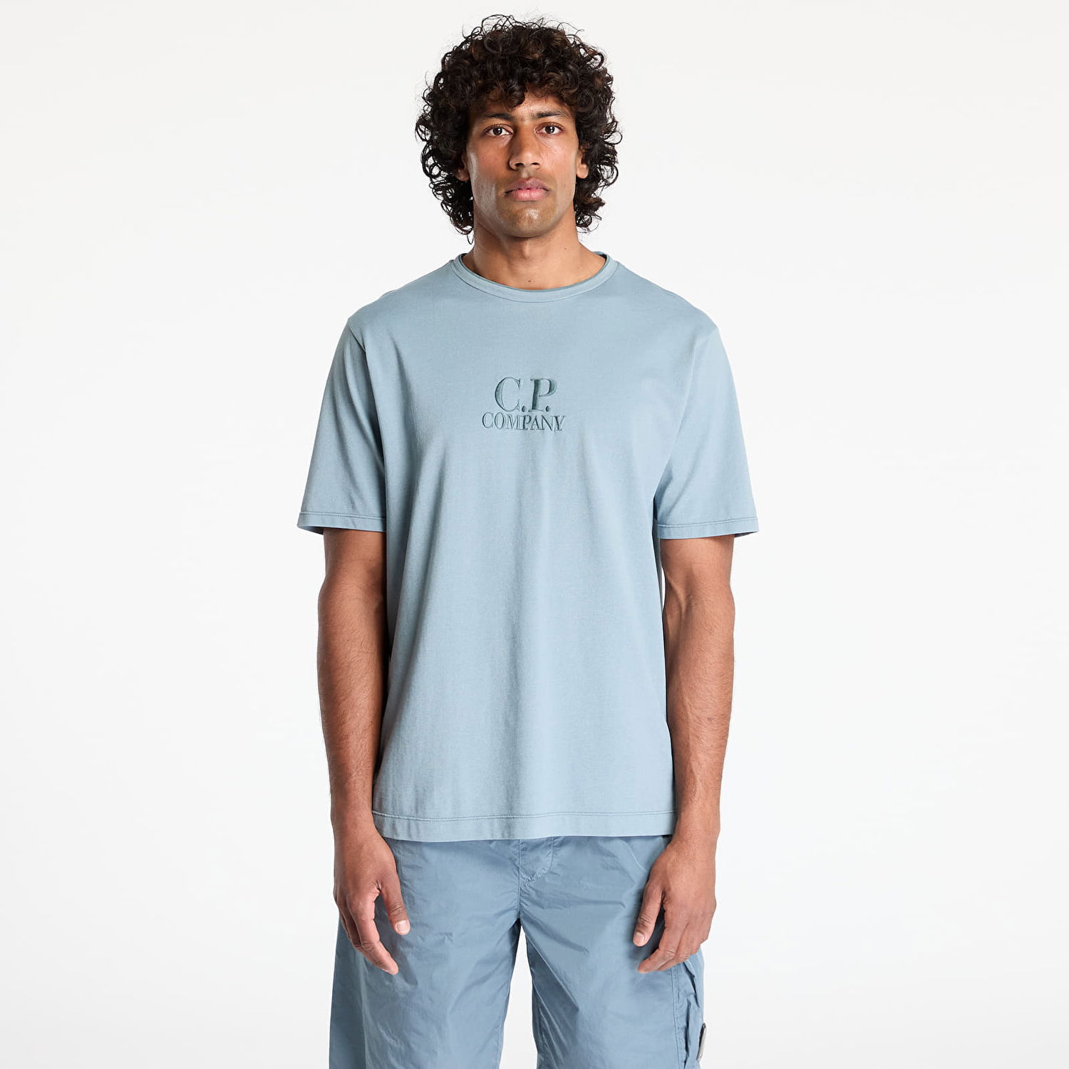 T-shirt C.P. Company C.P. Company Tacting Piquet Embroidery T-Shirt Blå | 18CMTS133A006263G-872, 0