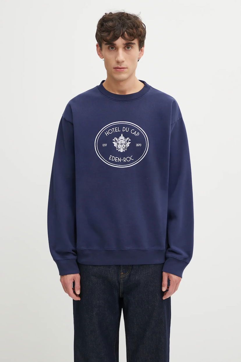 Sweatshirt Sporty & Rich Embroidered Eden Crest Sweatshirt Mørkeblå | ST07160621BL106