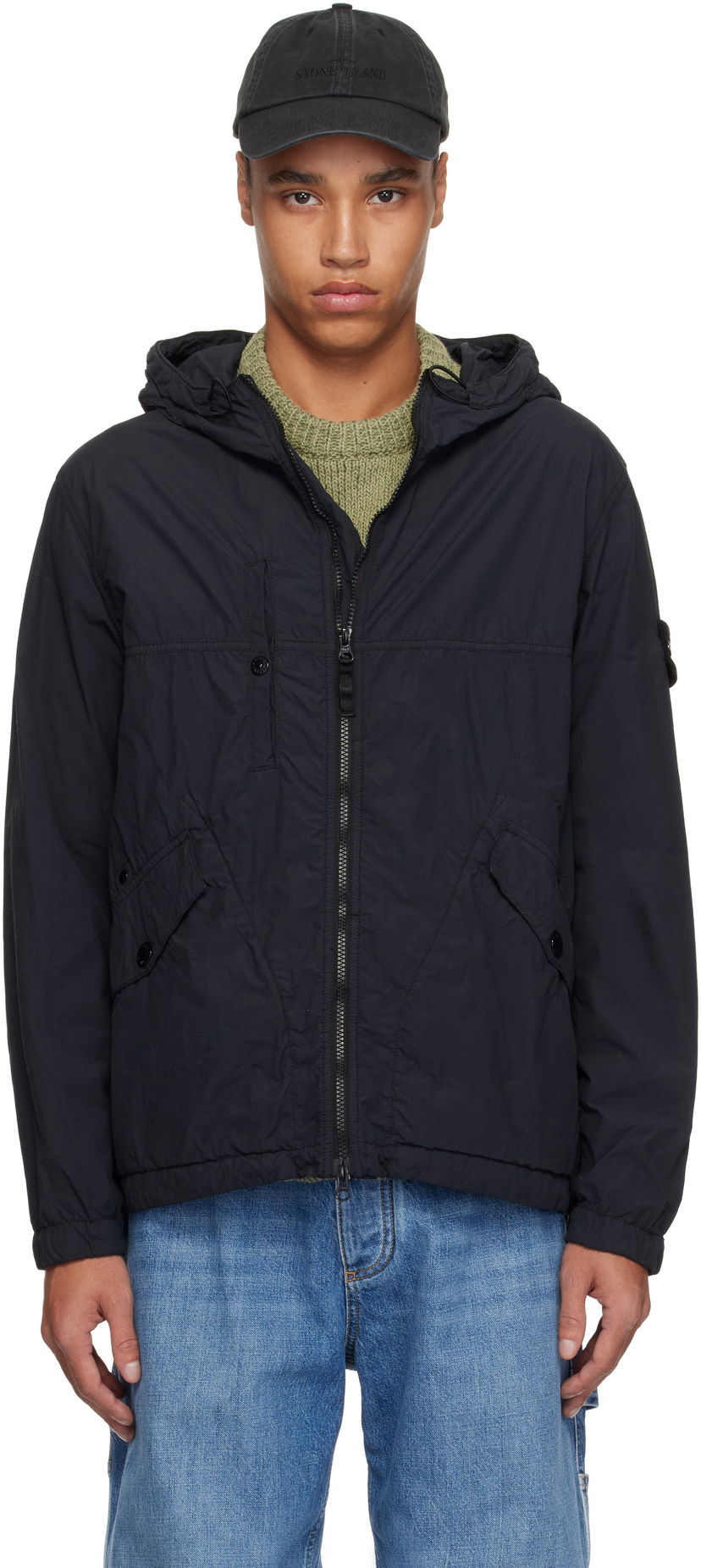 Vindjakke Stone Island Stone Island Nylon Ghost Jacket Sort | K1S15 4100032 S00F6