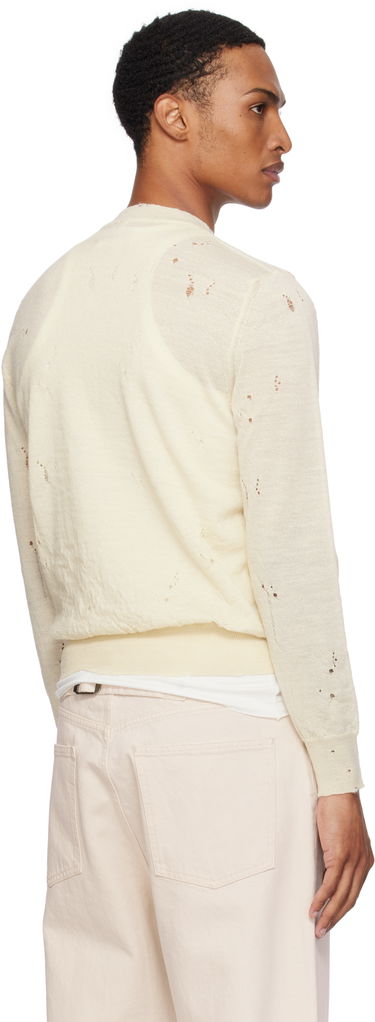 Sweater Maison Margiela MM6 Maison Margiela Distressed Wool Sweater Hvid | SH0HL0033 M13134, 2