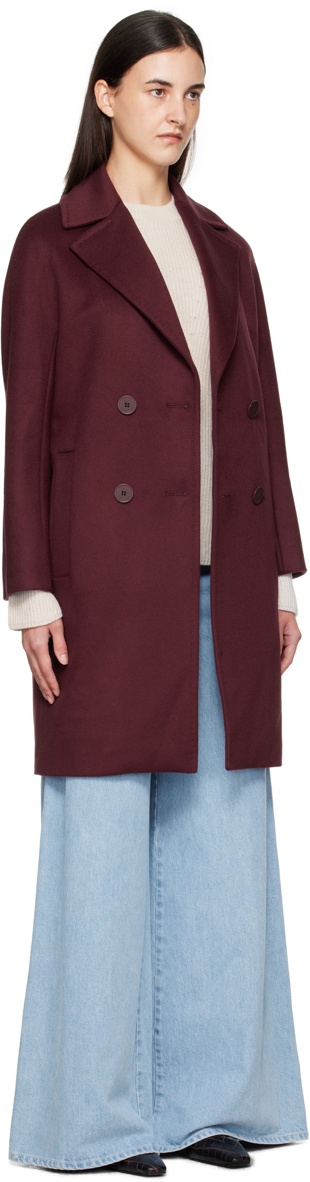 Frakker Max Mara Max Mara Agenda Double-Breasted Coat Bourgogne | 2526016081, 1