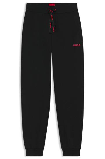 Træningsdragt BOSS Cotton-blend Tracksuit Bottoms with Embellished Drawstring and Leg Detail Sort | 50556326, 0