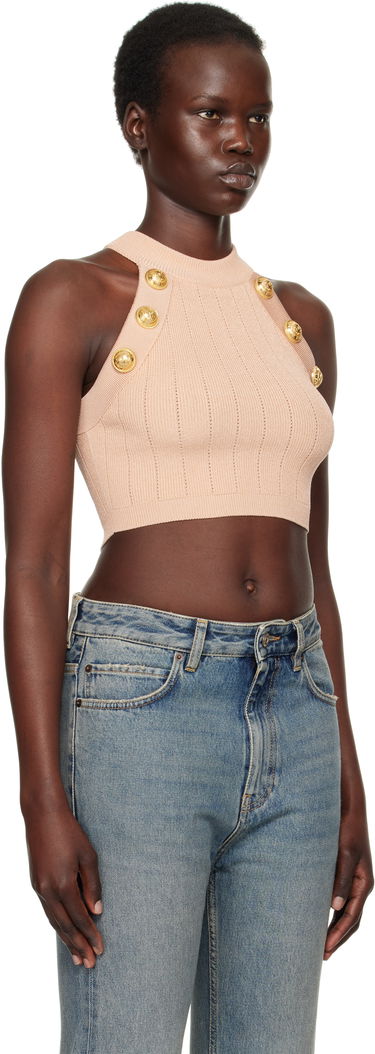 Nederdel Balmain Balmain Halterneck Knit Cropped Top Sort | EF1AB390KB07, 4