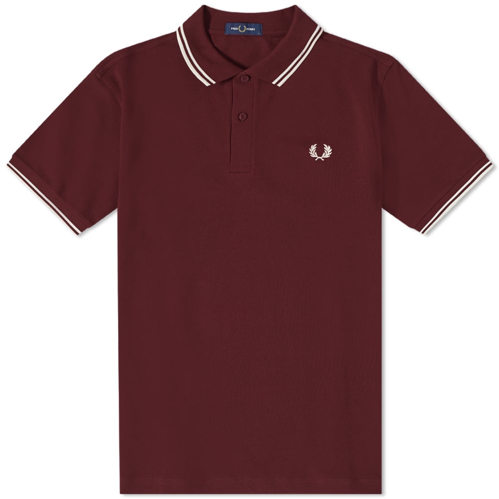 Polo skjorte Fred Perry Authentic Slim Fit Twin Tipped Polo Bourgogne | M3600-597, 0