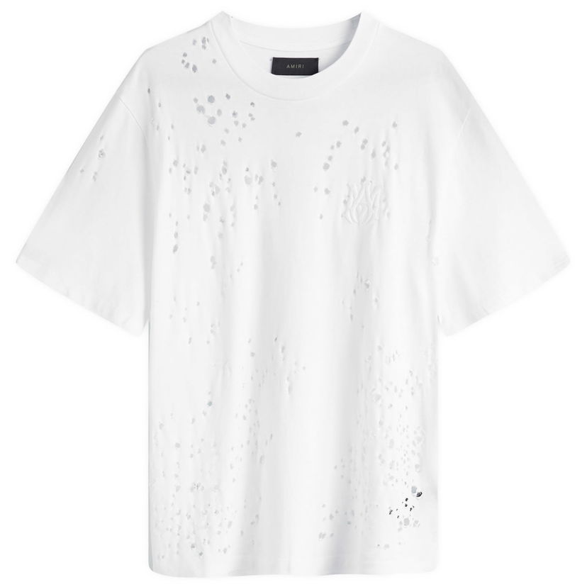 T-shirt AMIRI Shotgun Embroidered Logo T-Shirt With Distressing Hvid | AMJYTE1059-100