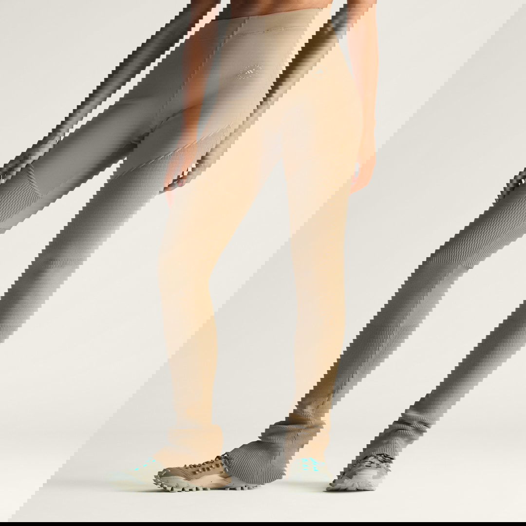 Leggings adidas Performance Stella McCartney Mix High-Waist Ribbed Knitted Leggings Beige | JL6600, 0