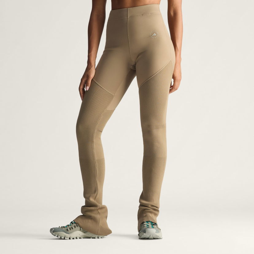 Leggings adidas Performance Stella McCartney Mix High-Waist Ribbed Knitted Leggings Beige | JL6600