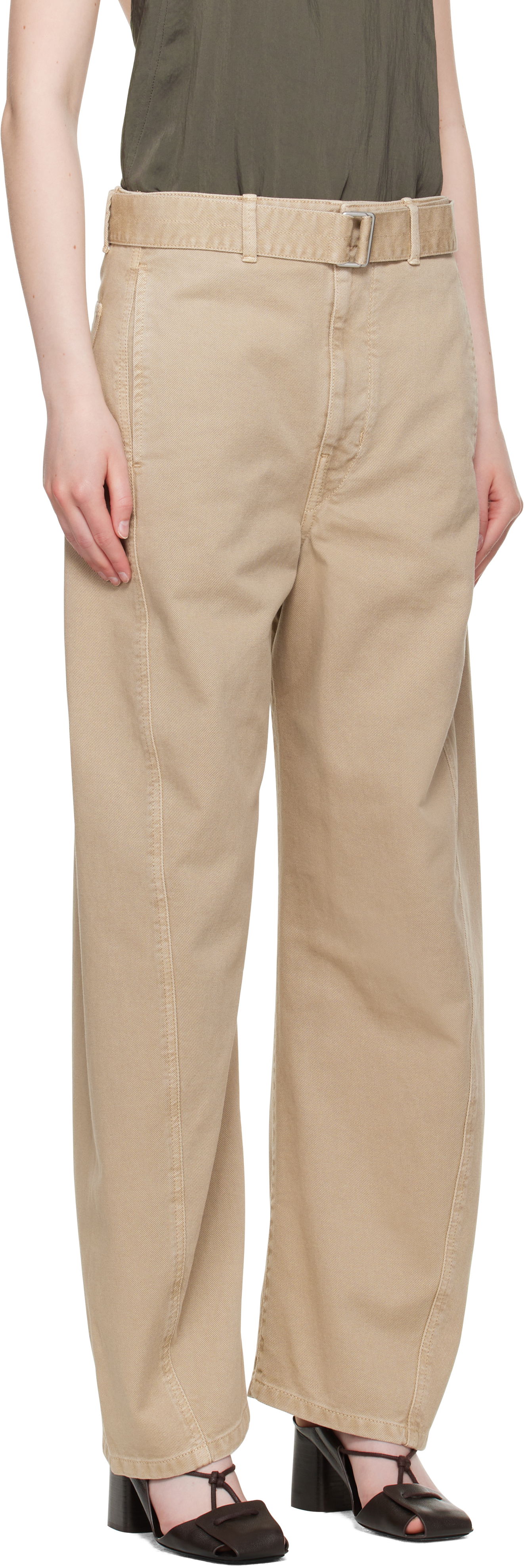 Bukser LEMAIRE Lemaire Twisted Belted Pants Beige | PA326 LD1042, 1