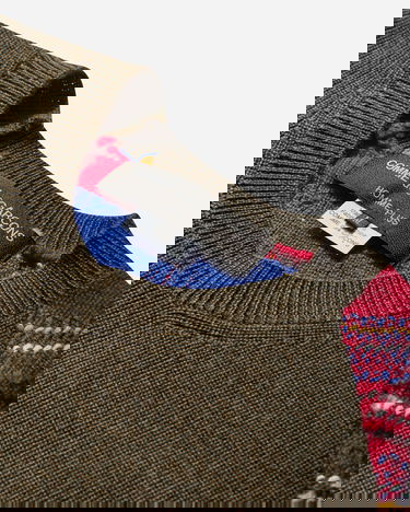 Sweater Comme des Garçons Asymmetric Paneled Sweater Grøn | PP-N006-W25 1, 3