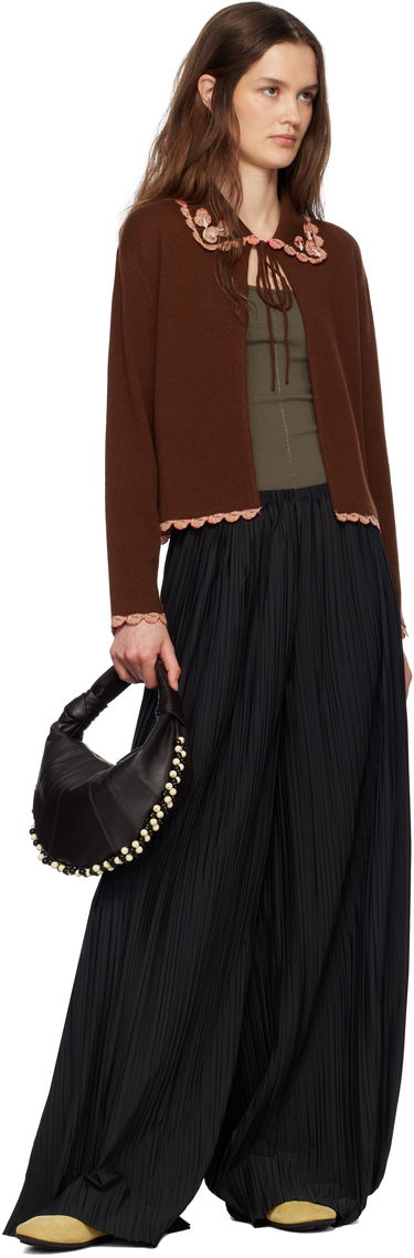 Sweater Bode Bode Rookie Embroidered Scalloped Cardigan Brun | WRS25KT021, 3