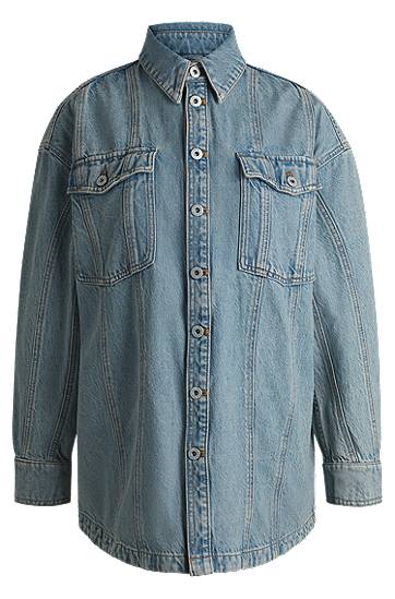 Skjorte BOSS Long Denim Shirt with Patch Pockets Blå | 50531715