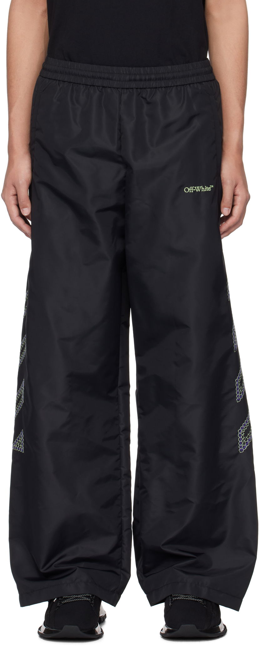 Joggingbukser Off-White Diag Outl Nylon Faille Track Pants Sort | OMCJ038S25FAB0011050
