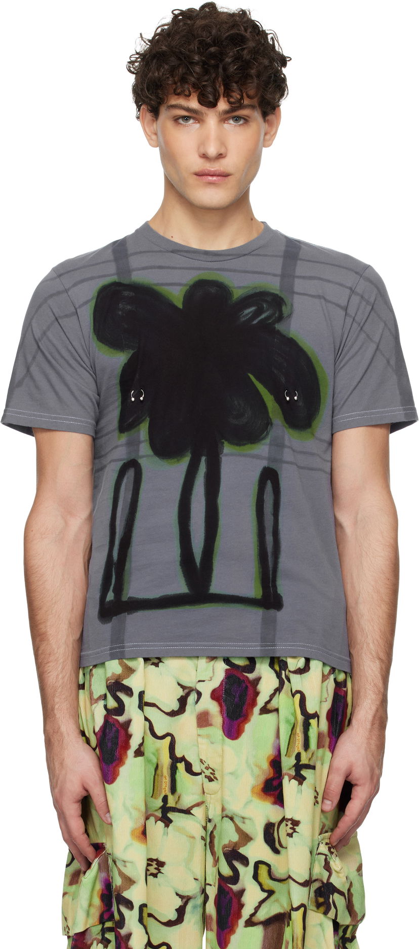 T-shirt Collina Strada Collina Strada Pierced Graphic T-Shirt Grå | XX3440