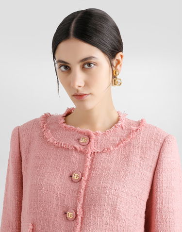 Jakke Dolce & Gabbana Dolce & Gabbana Short Raschel Tweed Jacket Lyserød | F26X8TGDCYKF0473, 3
