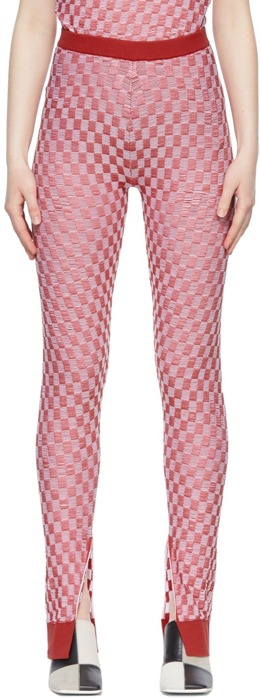 Leggings Maison Margiela Checkered Nylon Leggings Rød | S62KB0105 S17975, 0