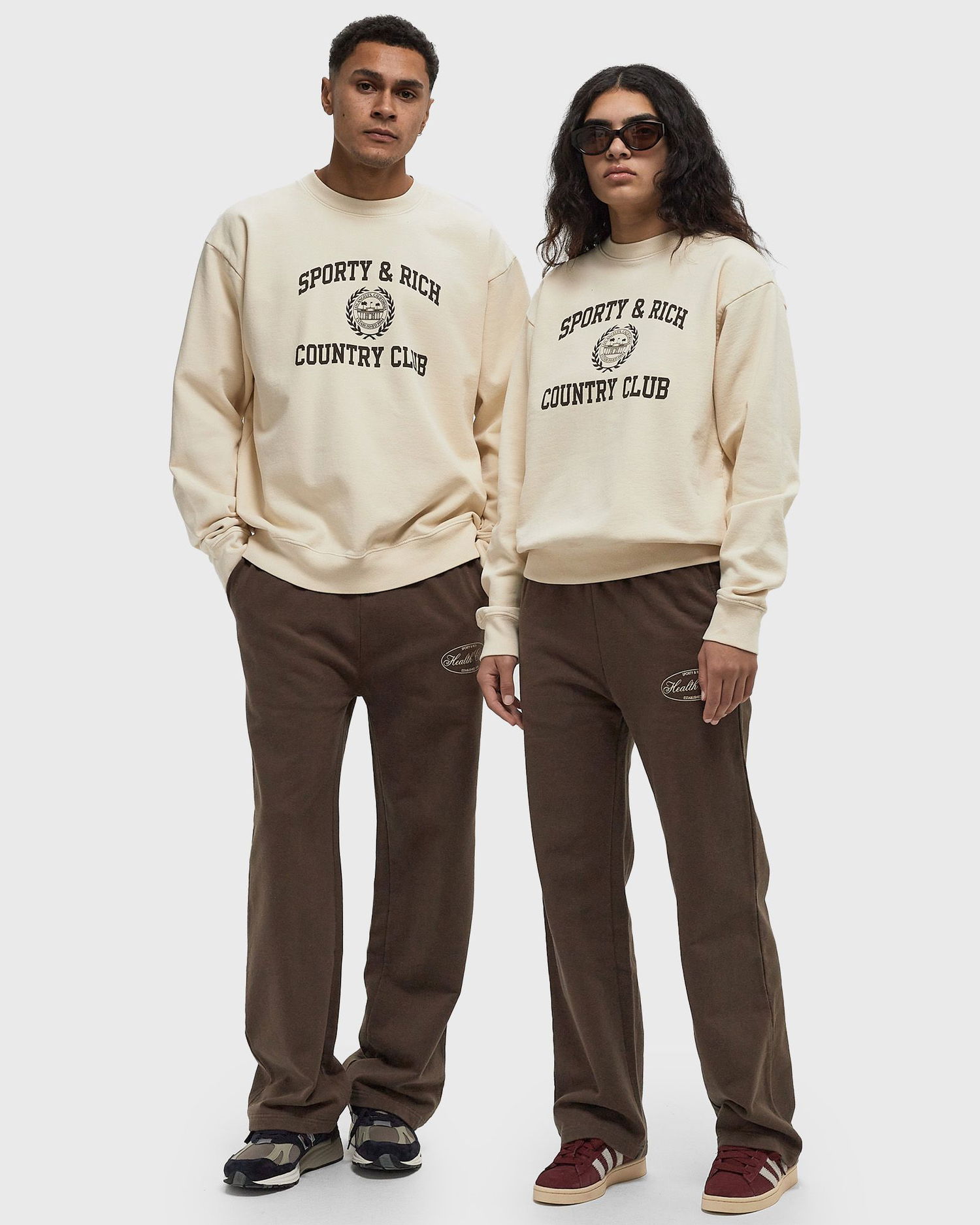 Sweatshirt Sporty & Rich Varsity Crest Crewneck Sweatshirt Beige | ST071511218CR01, 1