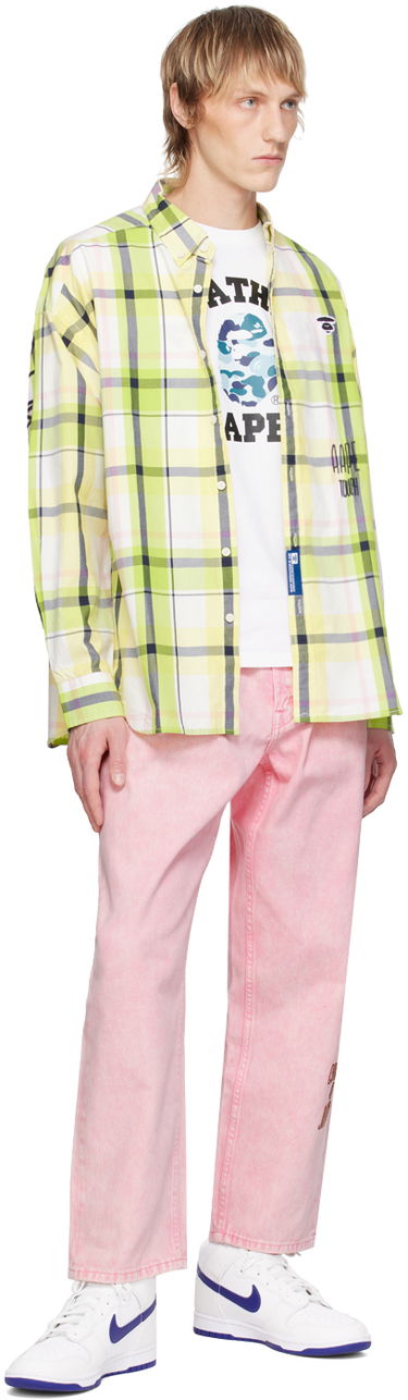 Skjorte AAPE by A Bathing Ape AAPE by A Bathing Ape Embroidered Plaid Shirt Gul | AAPSTM8479XXMGRT, 3