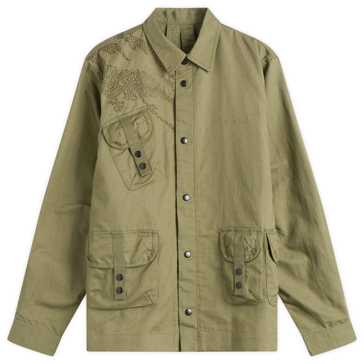 Skjorte Maharishi M.A.L.I.C.E. Embroidered Utility Shirt Grøn | 7093-OLV, 0