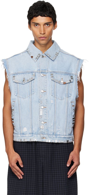 Vest Alexander Wang Alexander Wang Distressed Oversized Hardware Denim Vest Blå | UDC3252816, 0