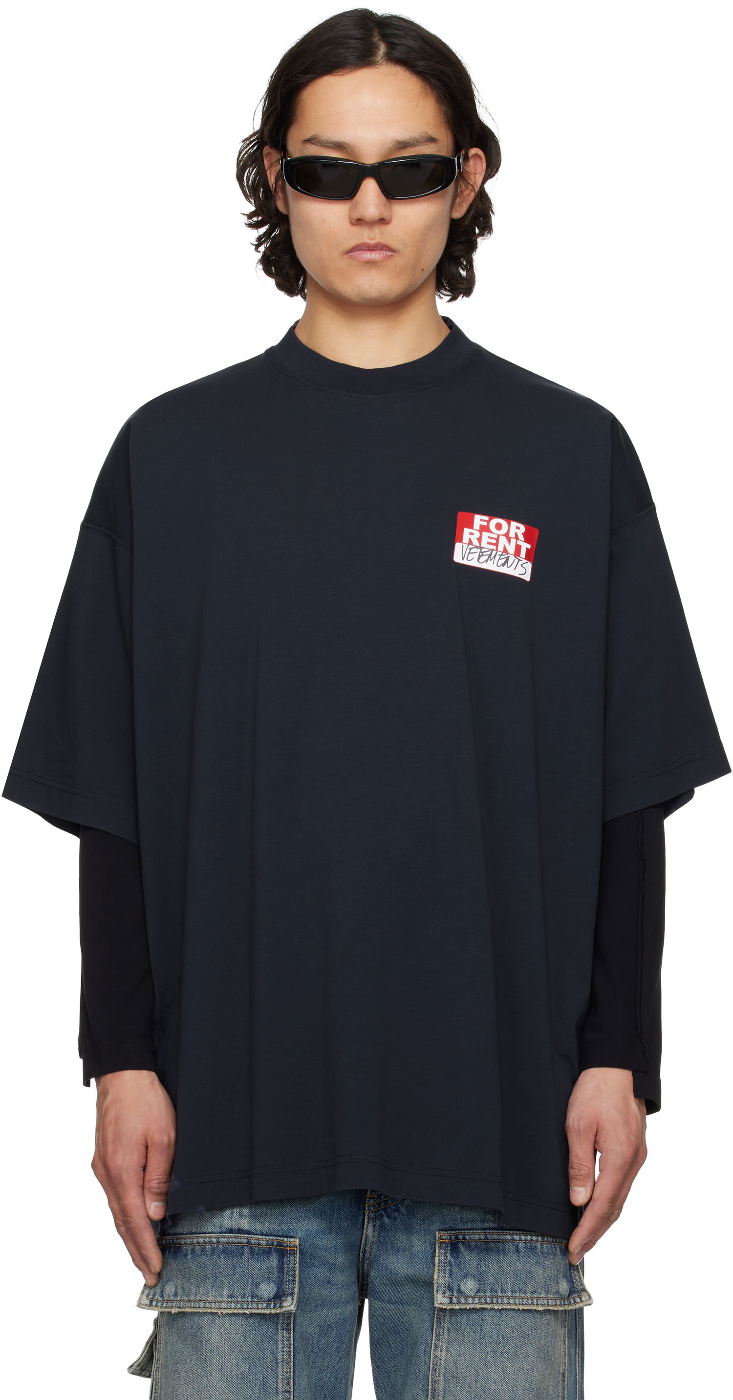 T-shirt VETEMENTS Vetements 'For Rent' Oversized T-Shirt Mørkeblå | UA66TR745N, 0