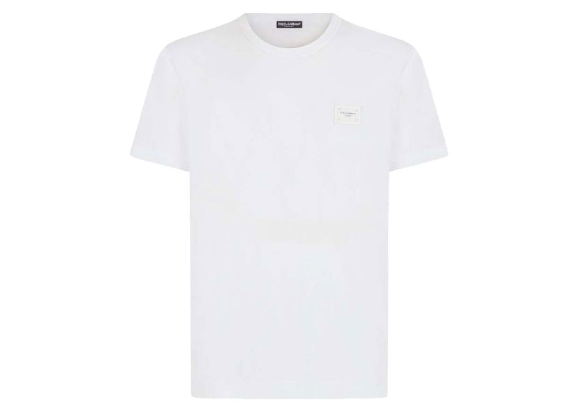T-shirt Dolce & Gabbana Cotton Branded Plate T-shirt White Hvid | G8KJ9TFU7EQW0800