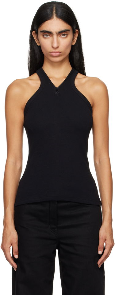 Tanktop Courrèges Black Fitted Zipped Tank Top Sort | 324JDE079JS0121, 0