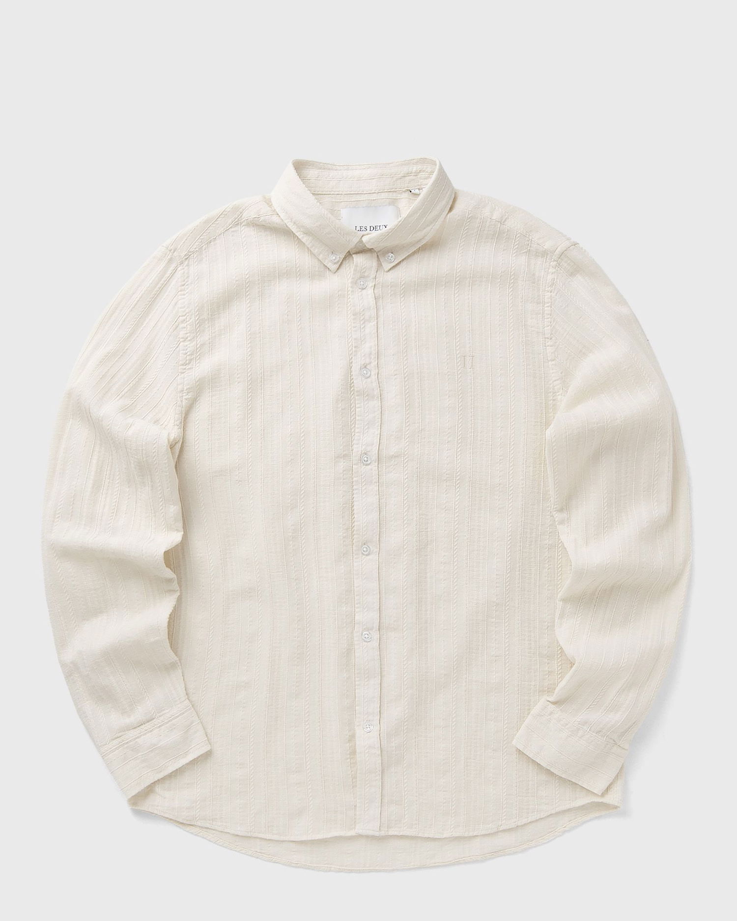 Skjorte Les Deux Konrad Stripe Textured Button-Down Shirt Hvid | 1000067-215, 0