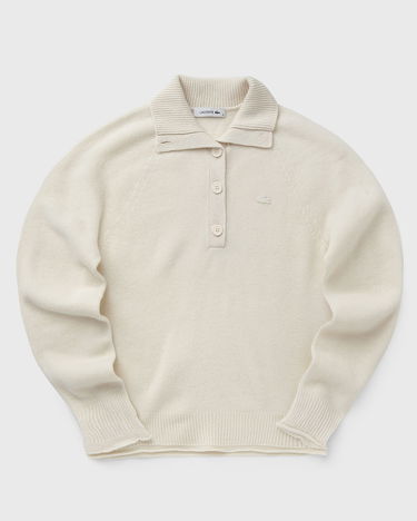 Sweater Lacoste Polo Collar Button Placket Knit Sweater Hvid | AF4010-XFJ, 0